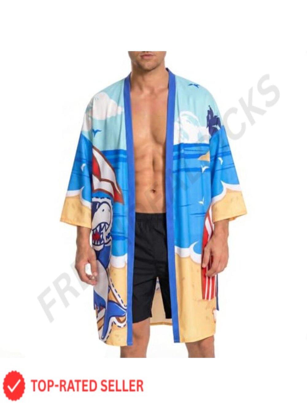 Men Lightweight Kimono Robe Japanese Cardigan with Belt Silk Blend